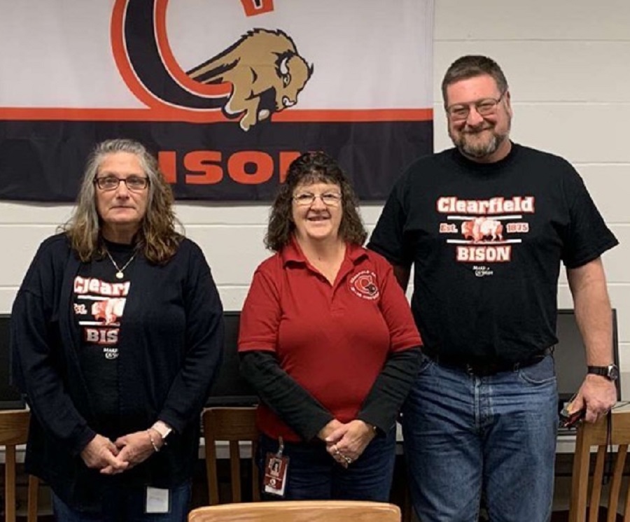 Clearfield Area Junior-Senior High School librarians: Mrs. Taylor, Mrs. Garito, and Mr. Way