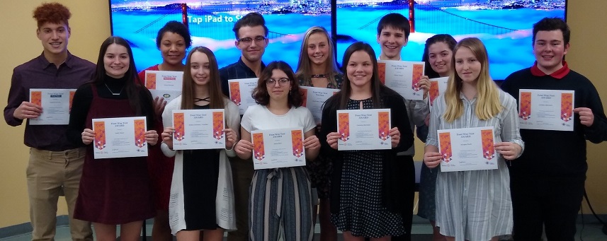 From left to right: Graeson Graves. Emily Hanes, Alycia Edwards, Sydney Salvatore, Cruz Wright,  Alexia Mick, Karli Bietz, Christina McGinnis, Ethan Yarger, Megan Durandetta, Morgan Cheek, and Landon Libreatori