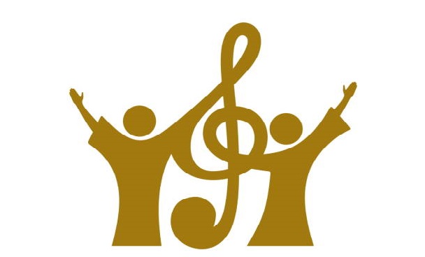 Music logo. Christian symbols. Believers in Jesus sing a song of glorification to the Lord