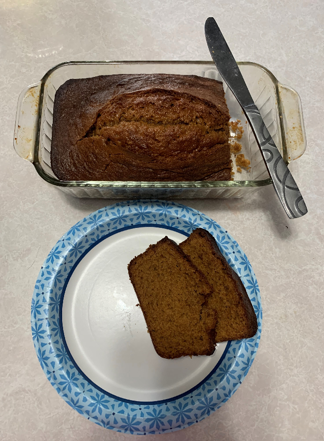 The finished pumpkin spice bread. 