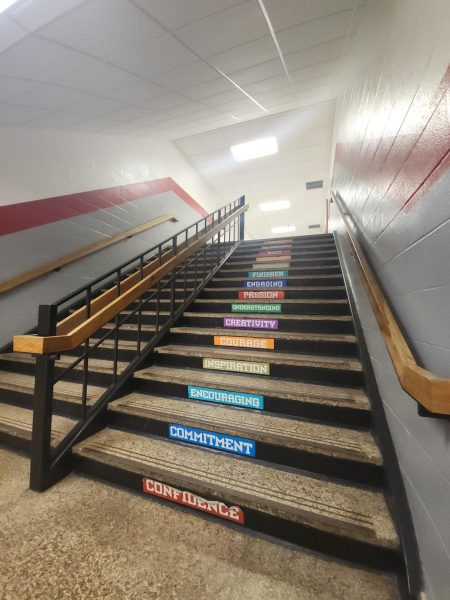 Main stairs with powerful words