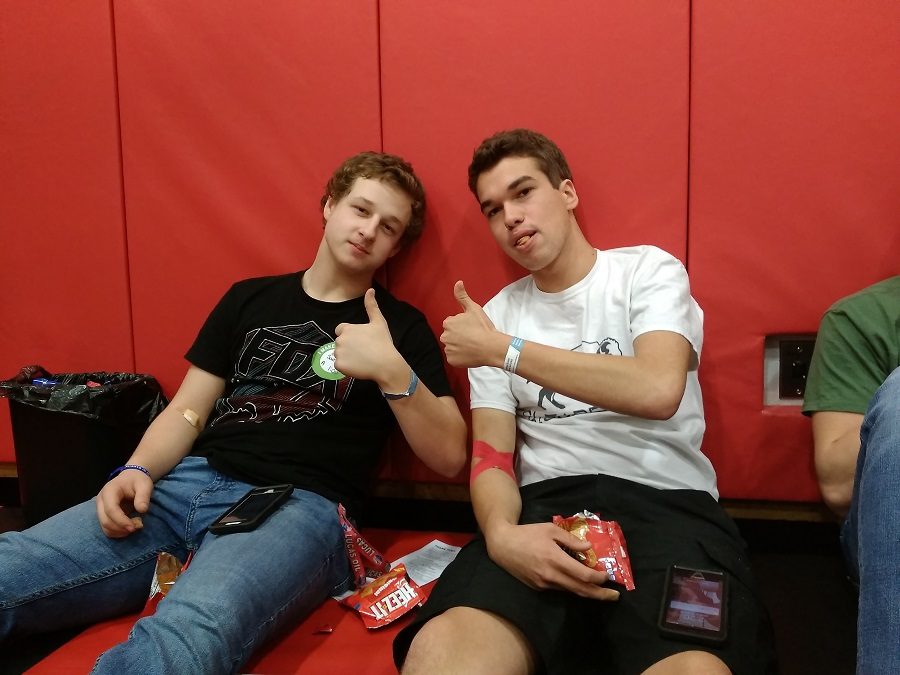 Sam Pennington and Luke Witherite after donating blood