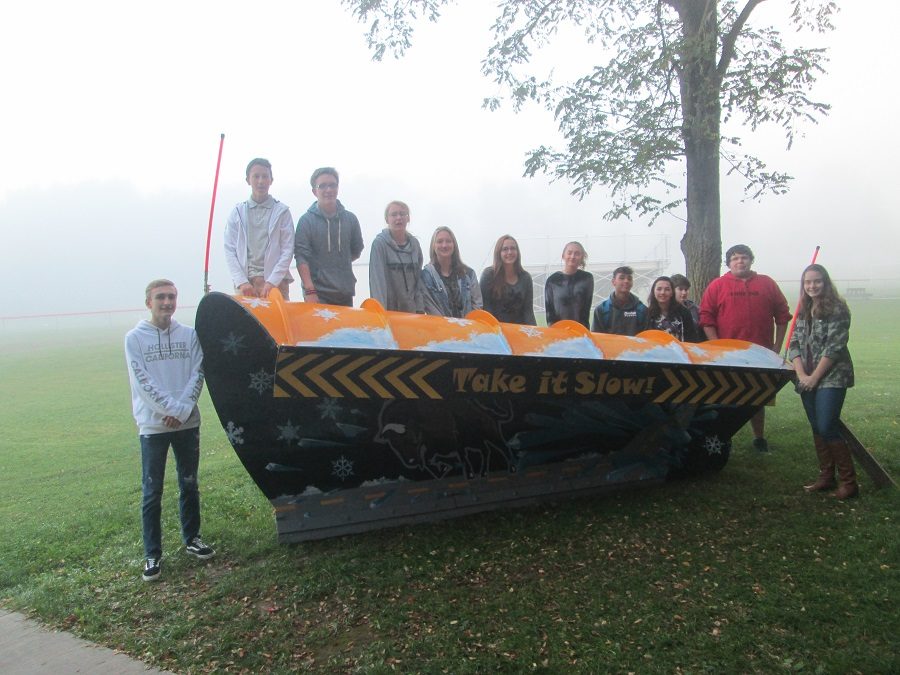 From left, are students who painted the plow at Clearfield: Zack Hess, Hayden Miles, Remy Mathews, Madison Oswalt, Rileigh Lonjin, Neveah Moore, Mady Liptak, Kyler Rosinsky, Onyx Libreatori, Faith Irwin, Kenny Gill, and Makeeli Redden.
Not pictured: Mindy Flemming

