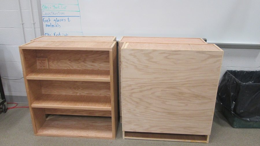 A set of shelves made by Mr. Pistner and his students.