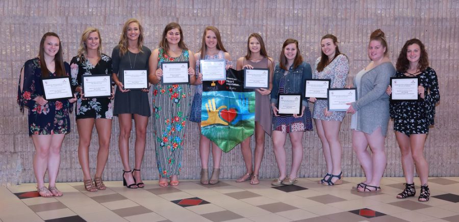 From left; Lauren Butler, Brooke Cline, Nikki Brossard, Kate Lansberry, Aspen Bishop, Sierra Knepp, Talitha Narehood, Shaylee Wagoner, Brittni Walker, and Jaclyn Freeman