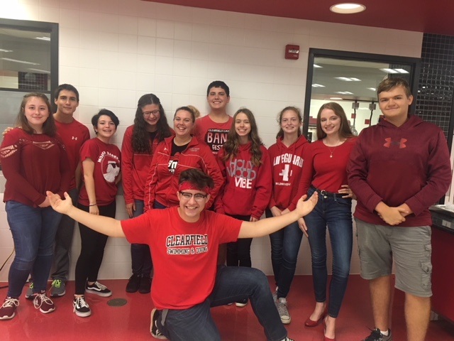 Students wear red to support the Bison football team.