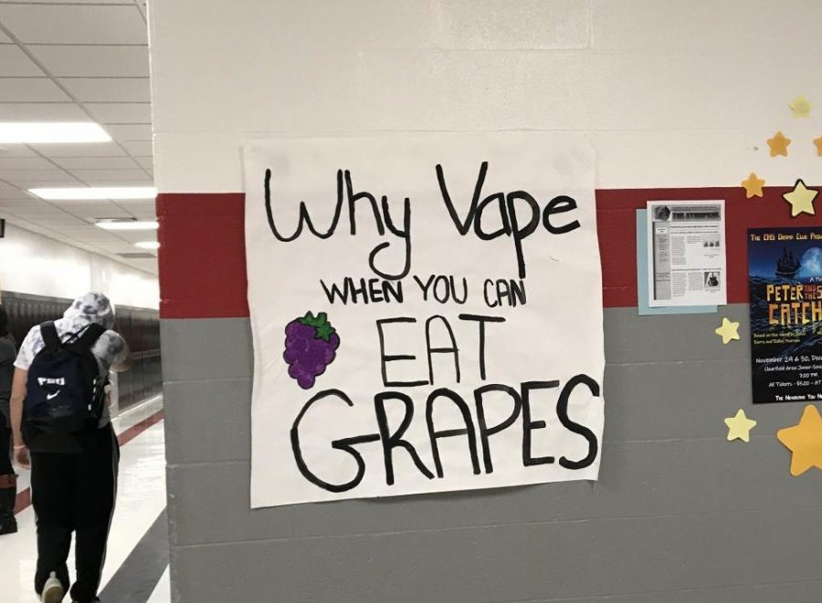 Student posters like this one have cropped up around the school to urge others not to vape.
