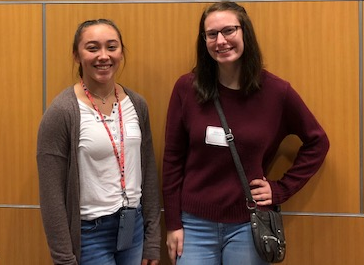 Ellen Collins, at left, and Erika Frye attended Women in Chemistry Day at St. Francis University.