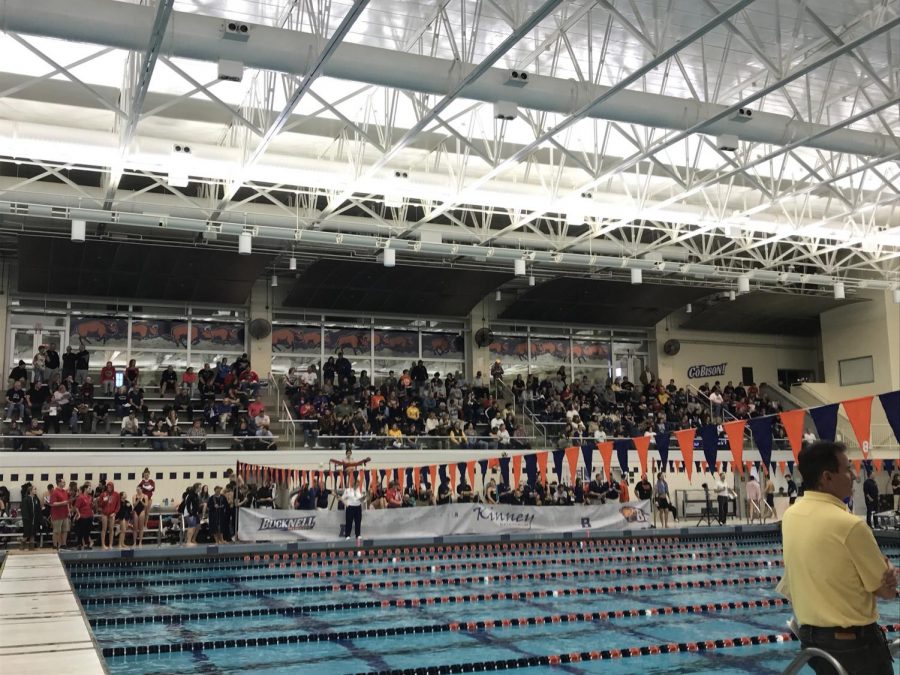 Family members, friends, and fans watch the meet from the stands.