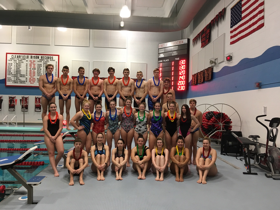 Swimmers take their annual New Years Eve picture before practice