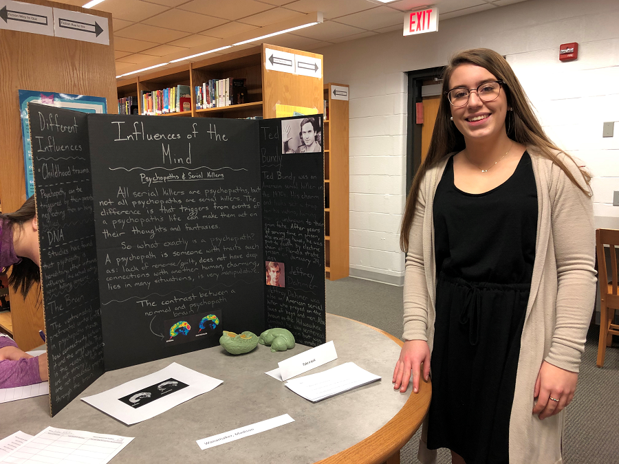 Madison Wanamaker with her project on Influences of the Mind.