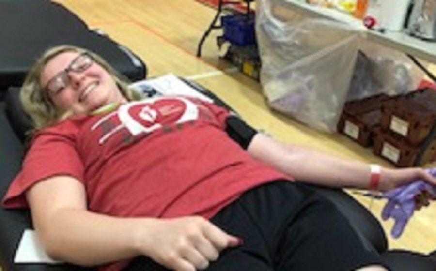 Lauren Coleman donating blood