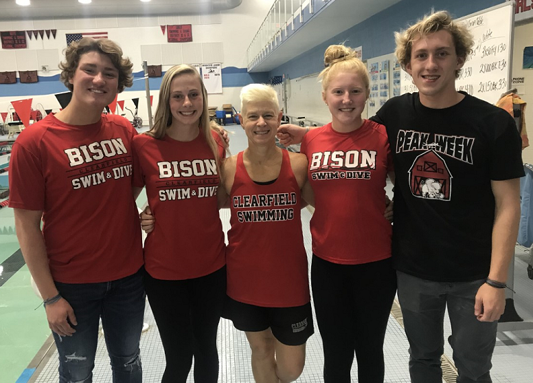 Listing from left to right: Parker Marshall, Karli Bietz, Coach Morrison, Raegan Mikesell and Luke Mikesell.