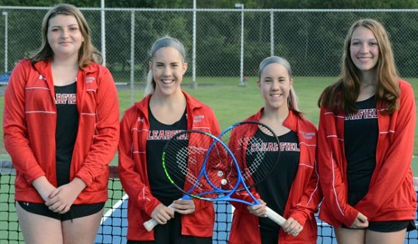 2019 Letterwinners in front, from left, are Emmalynne Groth, Kylie VanTassel, Kirstie Van Tassel and Ally Gaines.