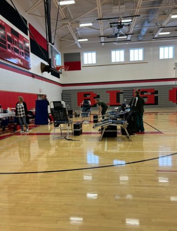 Set-up for blood drive.
